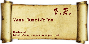 Vass Ruszlána névjegykártya